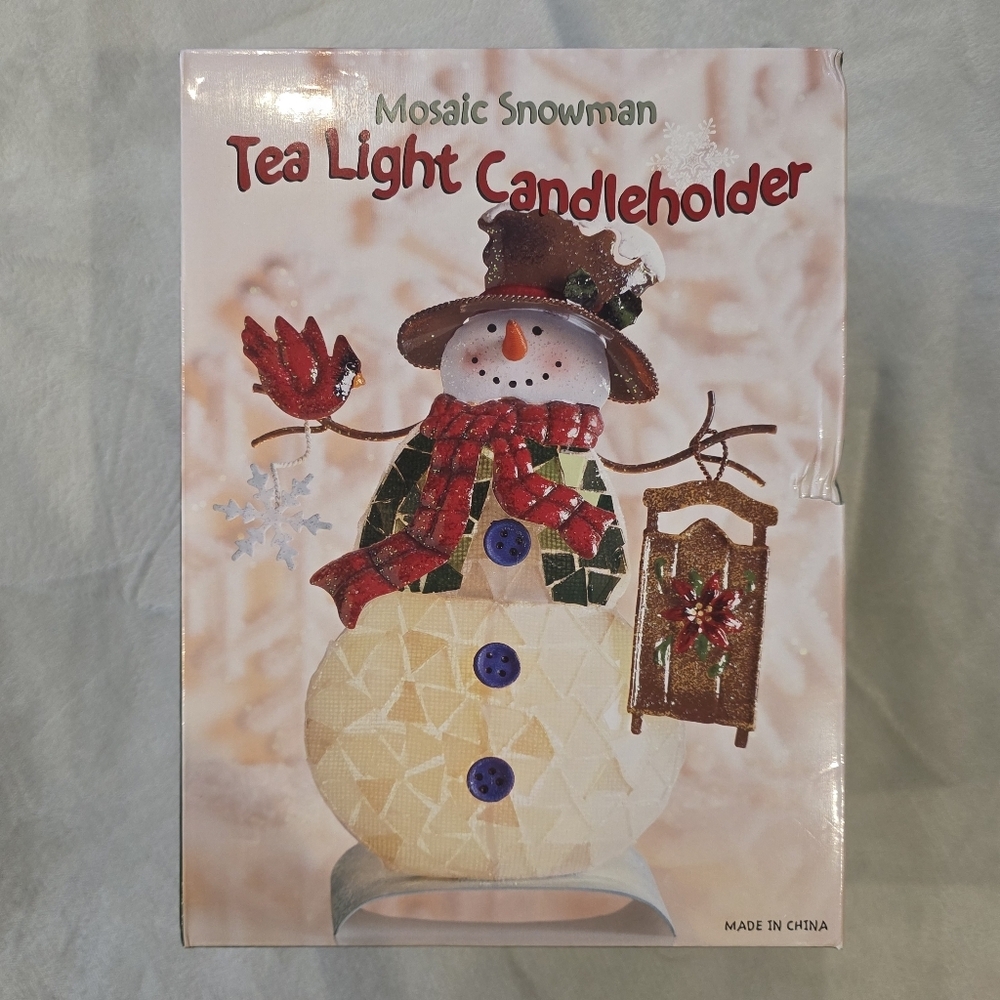 Mosaic Snowman Tea Light Candleholder